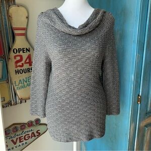 Jones New York Metallic Gray Cowl Neck Sweater